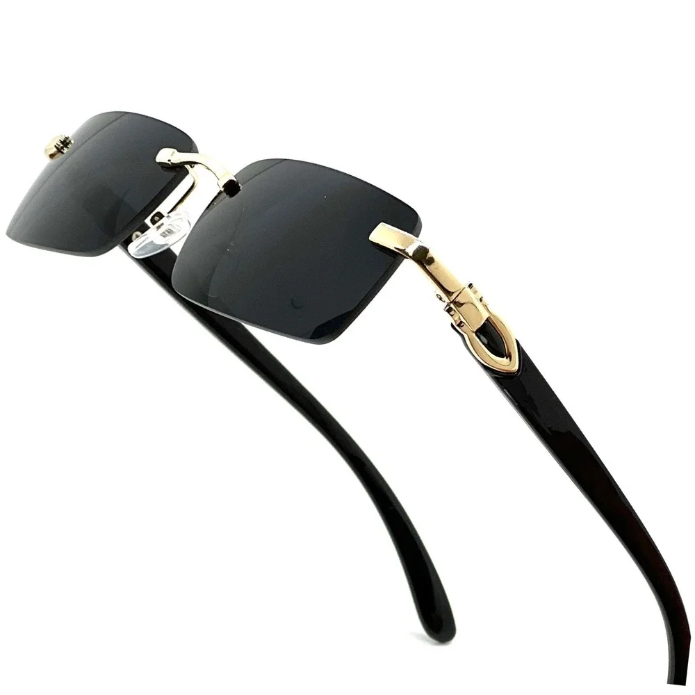 Sunglasses Square Retro Vintage Gold Accent Fashion Shades Gangster Lentes Gafas